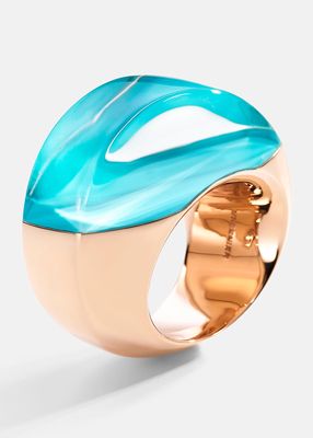 Aladino Ring in Pink Gold, Rock Crystal and Turquoise
