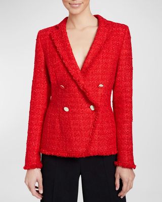 Alaia Double-Breasted Shimmer Tweed Jacket
