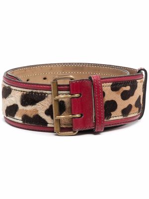 Alaïa Pre-Owned 1990s leopard-print buckle belt - Neutrals