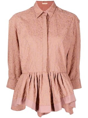 Alaïa Pre-Owned 2010s floral embroidery peplum shirt - Pink