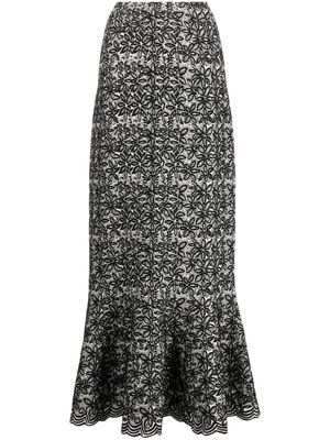 Alaïa Pre-Owned 2010s floral-pattern long skirt - Black