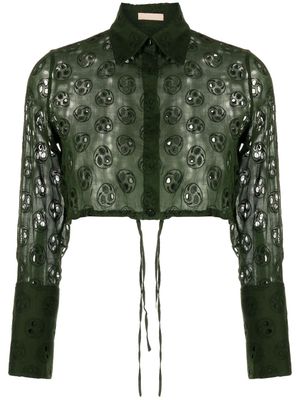 Alaïa Pre-Owned broderie-anglaise cropped shirt - Green