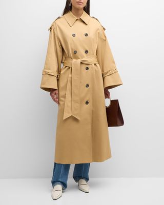 Alanis Double-Breasted Cotton Twill Trench Coat