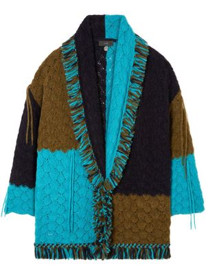 Alanui Antarctic Dream patchwork crochet-knit cardigan - Blue