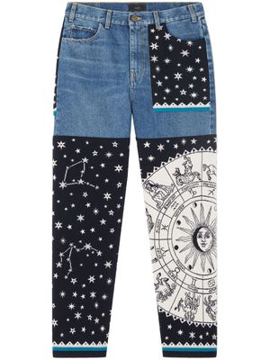 Alanui Astrology Wheel patchwork jeans - Blue