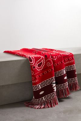 Alanui - Bandana Fringed Cashmere-blend Jacquard Blanket - Red