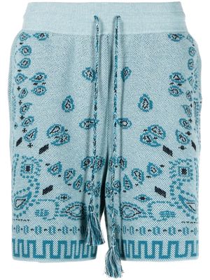 Alanui bandana-jacquard cotton-piqué shorts - Blue