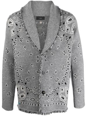 Alanui bandana jacquard knitted cardigan - Grey