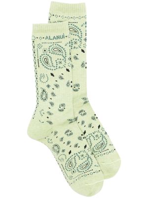 Alanui Bandana logo-embroidered ribbed-knit socks - Green