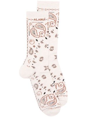 Alanui Bandana logo-embroidered ribbed-knit socks - Neutrals