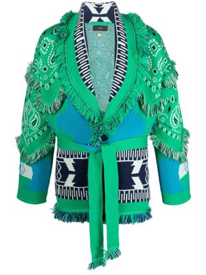 Alanui bandana-print knitted cardigan - Green