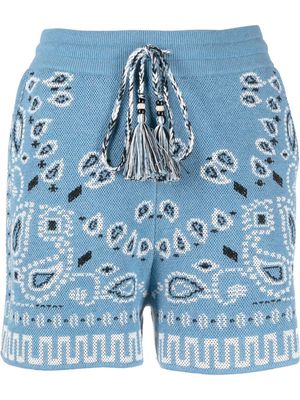 Alanui bandana-print pique shorts - Blue