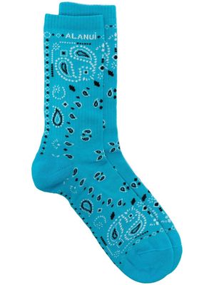 Alanui bandana-print ribbed socks - Blue