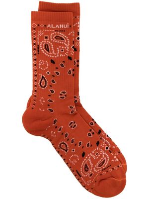 Alanui Bandana-print ribbed socks - Orange
