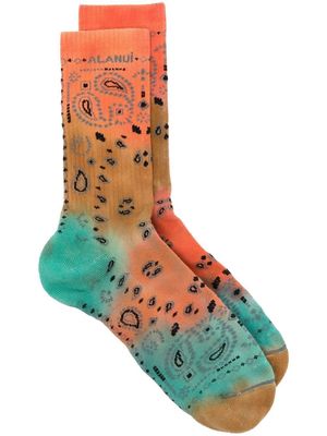 Alanui Bandana printed tie-dye socks - Orange