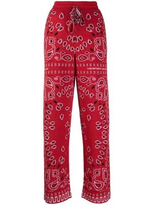 Alanui Bandana wool-alpaca blend track pants - Red