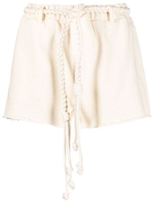 Alanui braided-belt cotton shorts - Neutrals