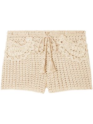 Alanui Conch Shell woven cotton shorts - Neutrals
