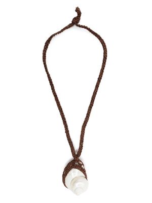 Alanui croche-detail Big Shell necklace - Brown