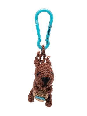 Alanui crochet-knit animal keyring - Brown