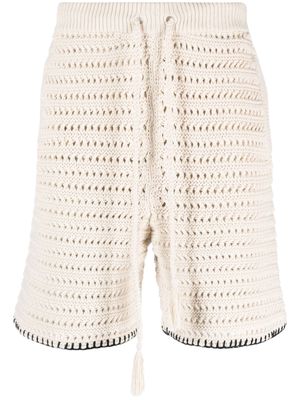 Alanui crochet-knit drawstring shorts - Neutrals