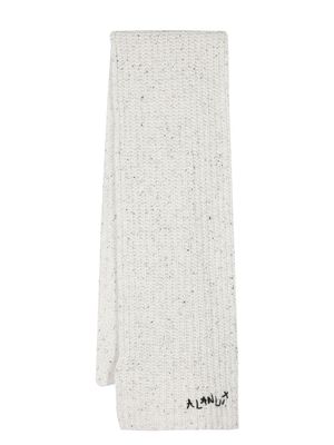 Alanui embroidered logo scarf - White