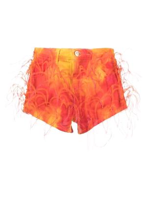 Alanui feather-detail shorts - Orange