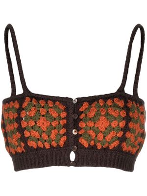 Alanui floral-crochet bralette-top - Brown