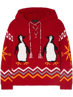 Alanui For The Love Of Pengui knit hoodie - Red