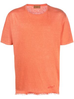Alanui frayed-hem linen T-shirt - Orange