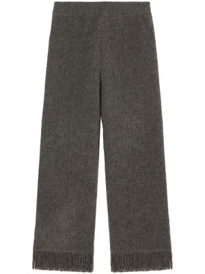Alanui frinbged-hem knit trousers - Grey
