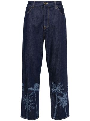 Alanui graphic-print cotton straight-leg jeans - Blue