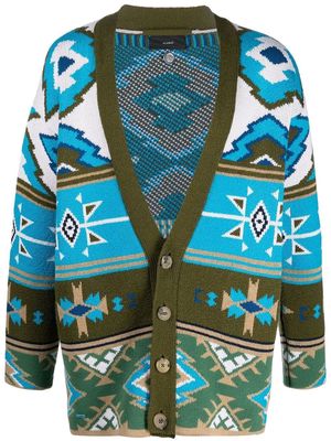 Alanui graphic-print knitted cardigan - Green