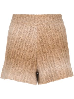 Alanui high-waisted ribbed-knit shorts - Neutrals