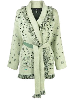 Alanui Icon bandana-jacquard cashmere cardigan - Green