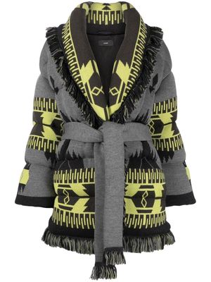 Alanui Icon jacquard belted puffer jacket - Grey