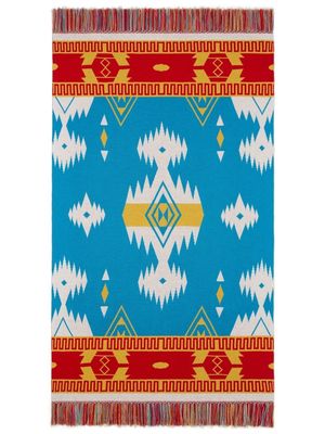 Alanui Icon jacquard-knit fringed blanket - Blue