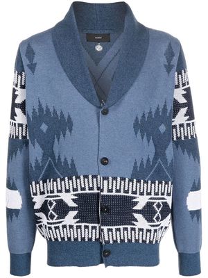 Alanui Icon jacquard-knit shawl-lapel cardigan - Blue