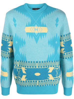 Alanui Icon jacquard-knit virgin wool jumper - Blue