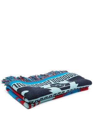 Alanui intarsia-knit blanket - Blue