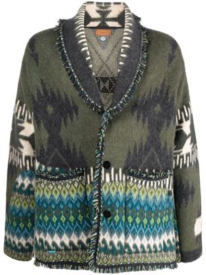 Alanui intarsia-knit button-fastening cardigan - Green