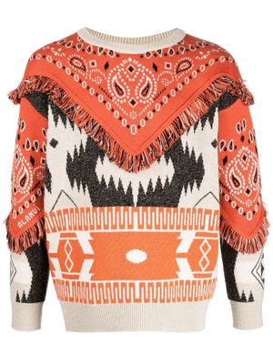 Alanui intarsia-knit crew neck jumper - Orange