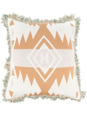 Alanui intarsia-knit fringed-edge pillow - Neutrals