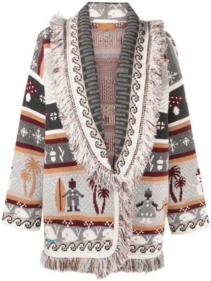 Alanui intarsia-knit shawl-lapel cardigan - Grey