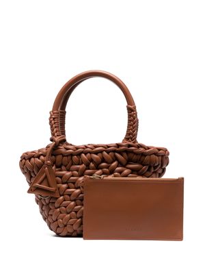 Alanui interwoven-design small leather tote bag - Brown