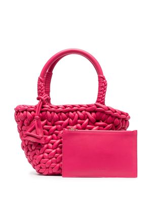 Alanui interwoven-design small leather tote bag - Pink
