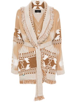 Alanui jacquard belted cardigan - Neutrals