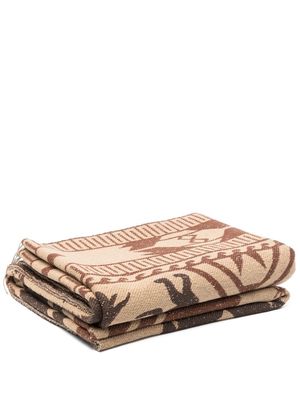 Alanui jacquard fringed blanket - Brown