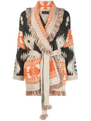 Alanui jacquard-print tie-front cardigan - Neutrals