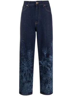 Alanui Jungle Toile de Jouy straight-leg jeans - Blue